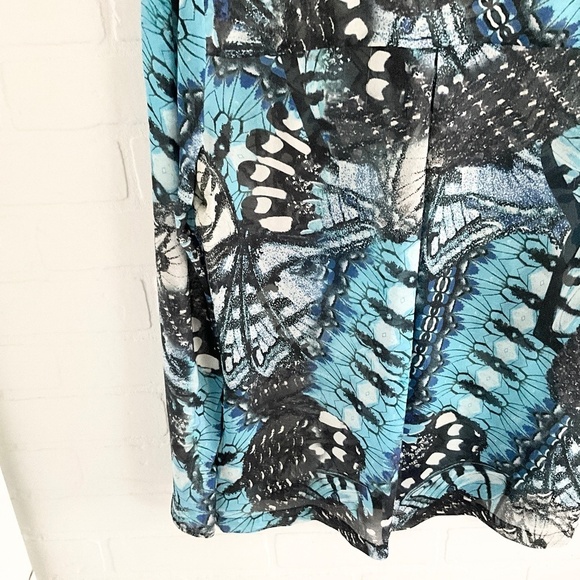 Marciano Blouse Silk Fairy Butterfly print Abstract Sheer Blue Black XS - Picture 10 of 13